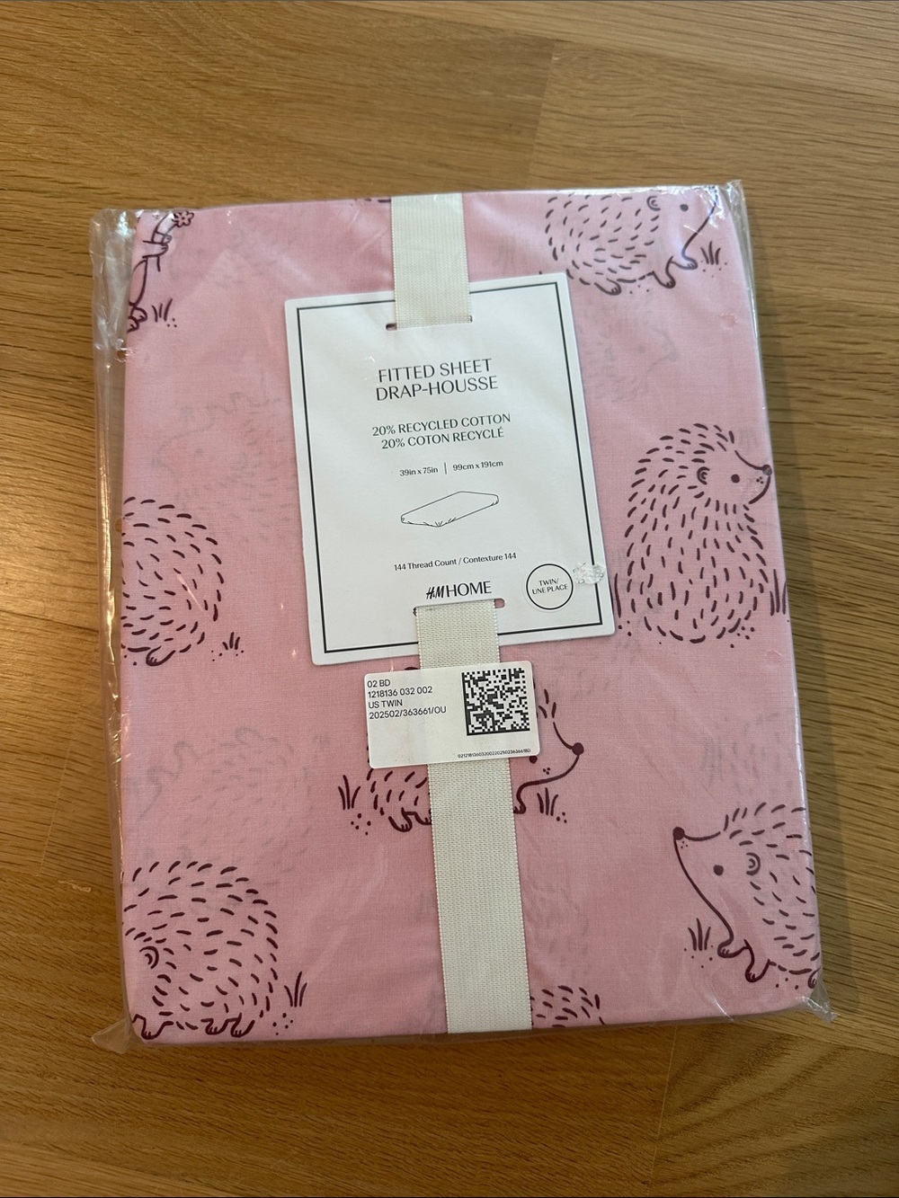 H&M Pink Hedgehog Fitted Sheet - Playful Print
